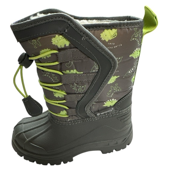 Merence Toddler 7.5 Green Dinosaur Insulated Snow Boots Duck Shoes 37 - Picture 1 of 13